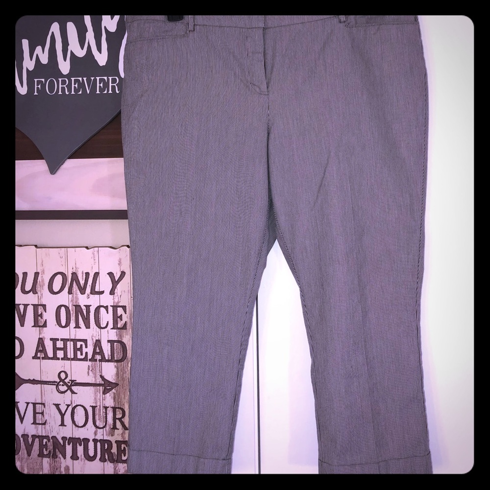Black and White Pinstripe Crop Pants
